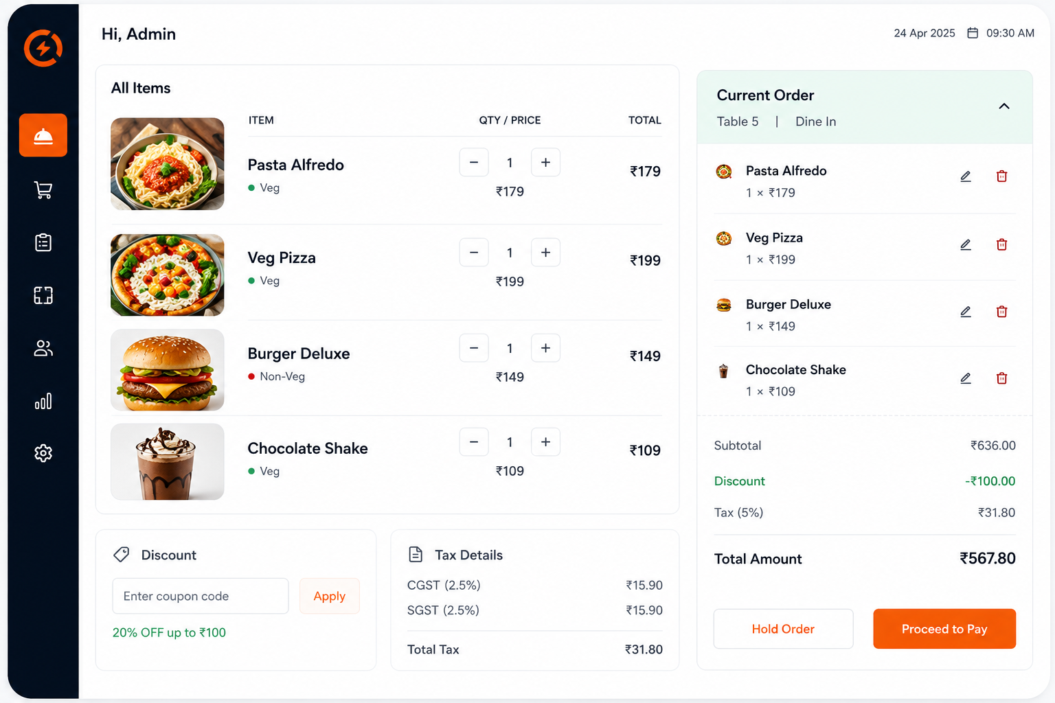 Billing (POS) screen preview